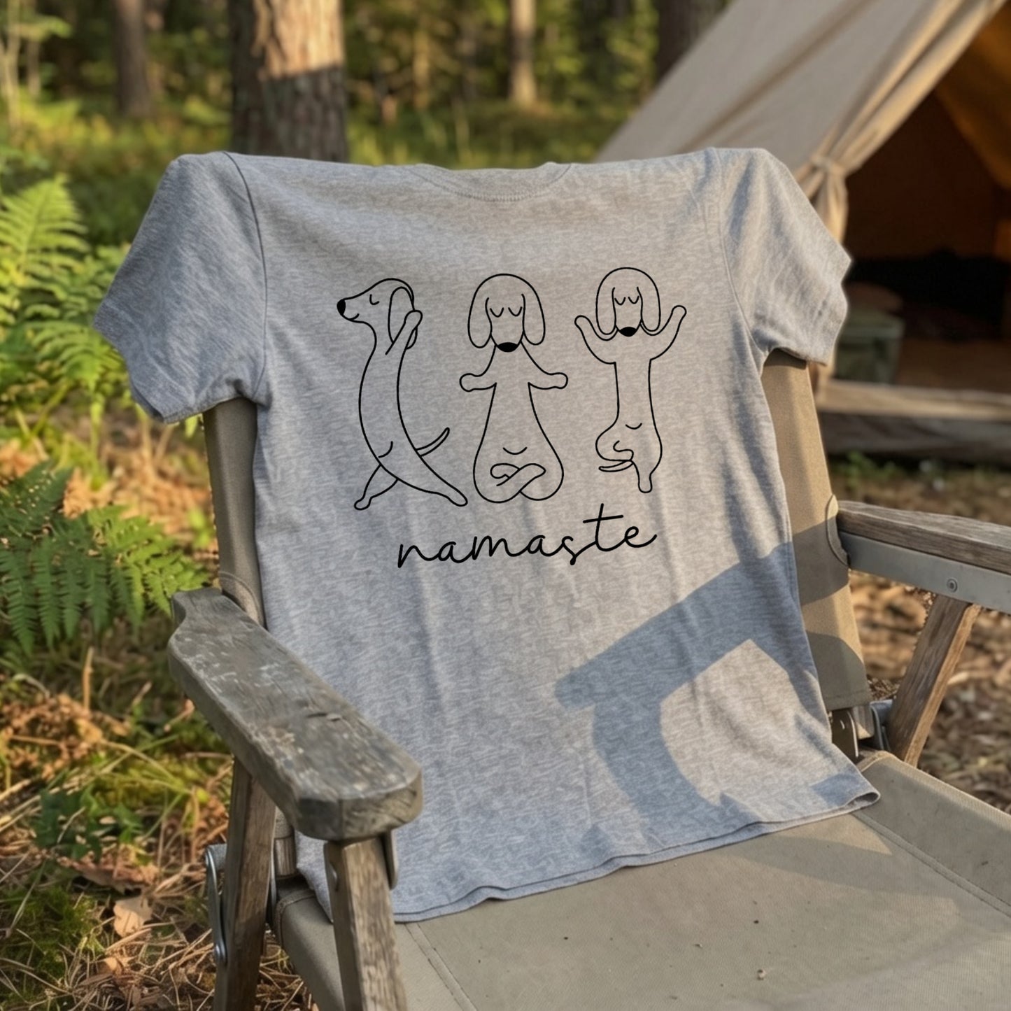 Namaste ダックスフンド ヨガ Tシャツ ｜ 犬好き・愛犬・ヨガ・イラスト・かわいいに人気