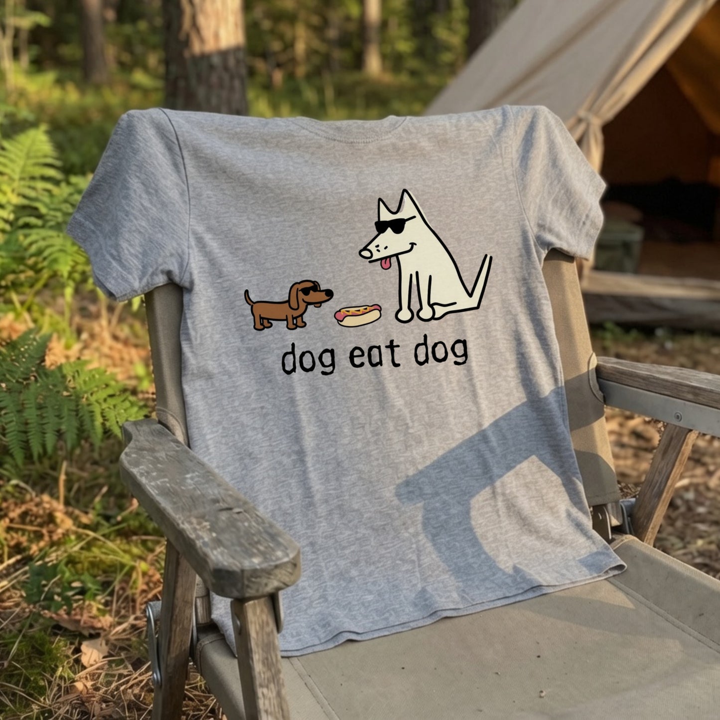 面白い 犬 Tシャツ dog eat dog ダックスフンド かわいい シュール イラスト 犬好き ギフト 人気