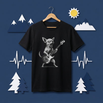 チワワ ベース ギター Tシャツ｜犬好き・ベーシスト・バンド・可愛い・面白い・音楽好きに人気
