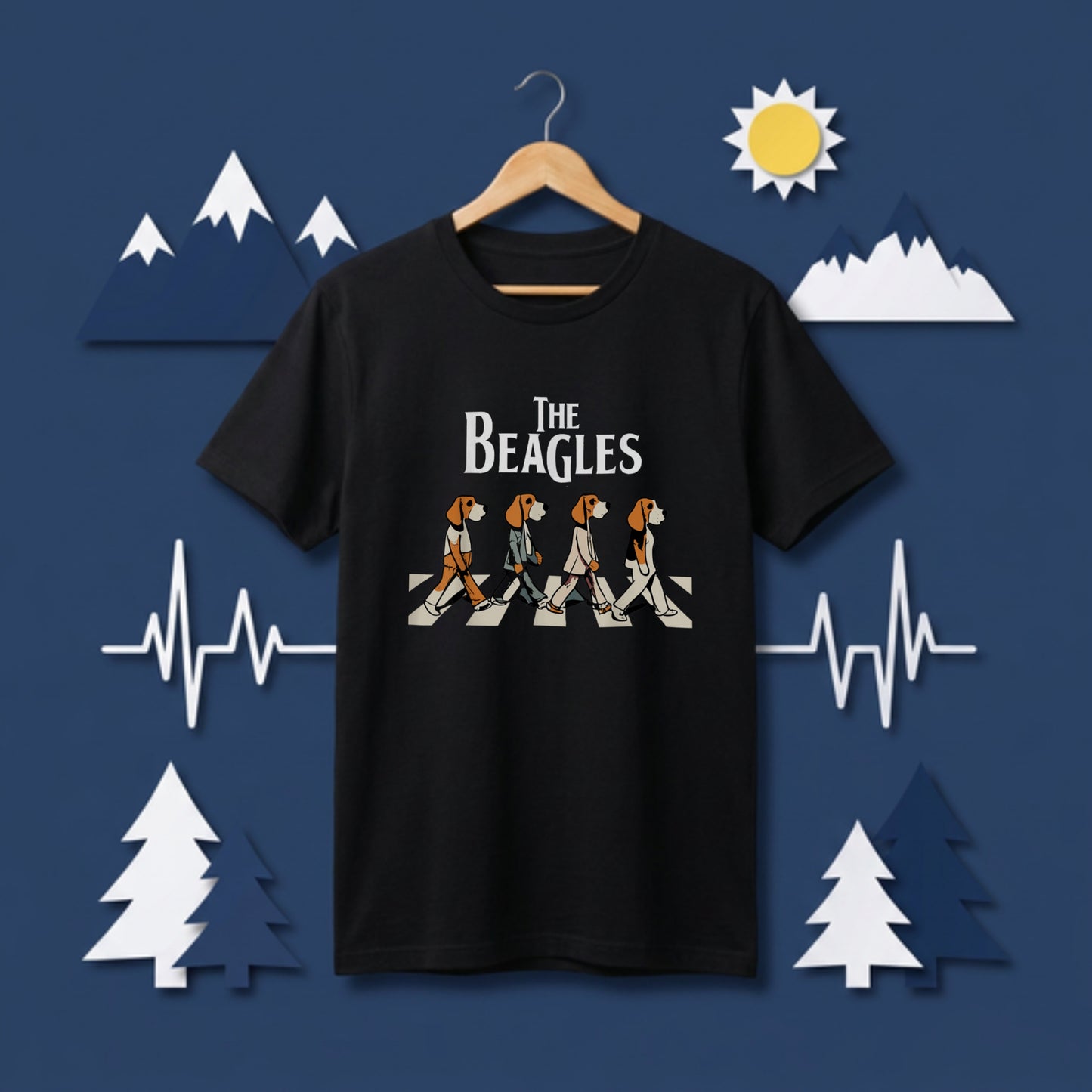 The Beagles ビーグル犬 Tシャツ ｜ 犬好き・愛犬・パロディ・イラスト・かわいい・音楽ファンに人気