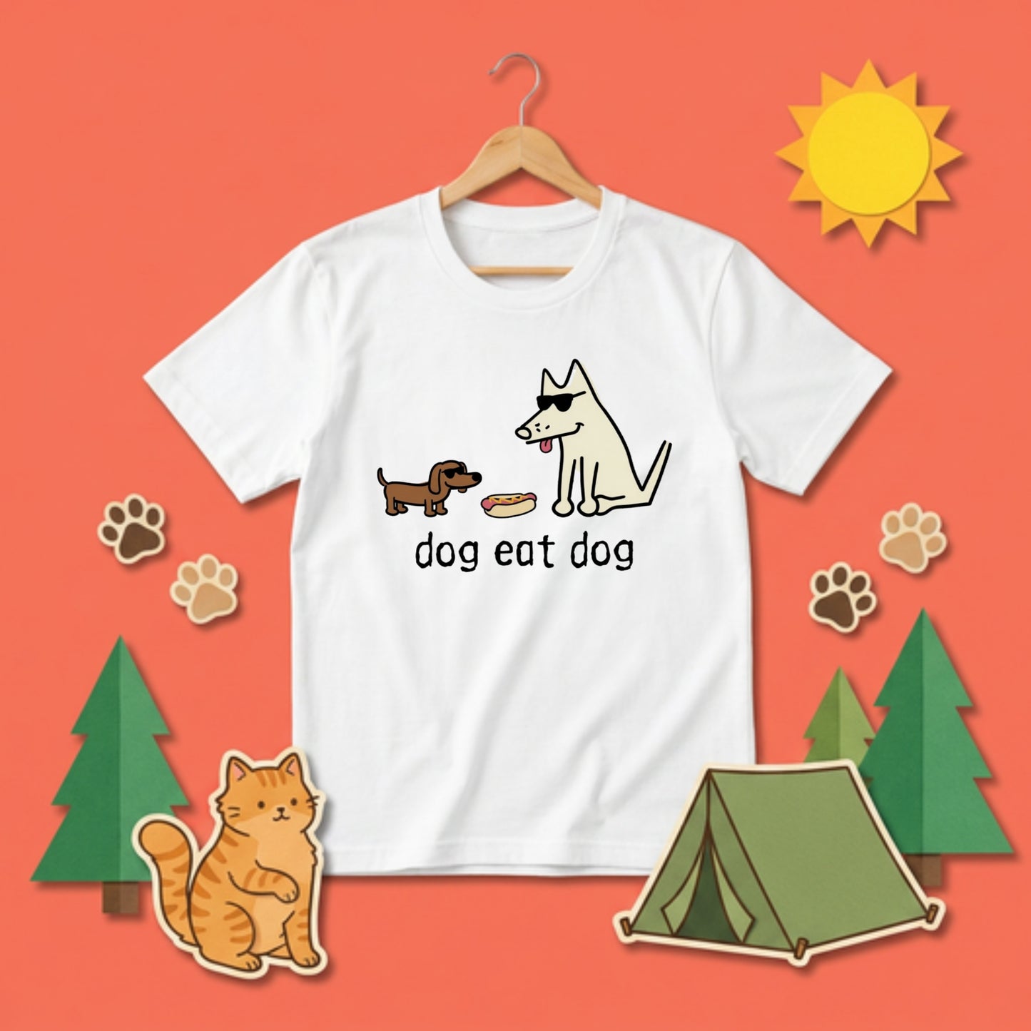 面白い 犬 Tシャツ dog eat dog ダックスフンド かわいい シュール イラスト 犬好き ギフト 人気