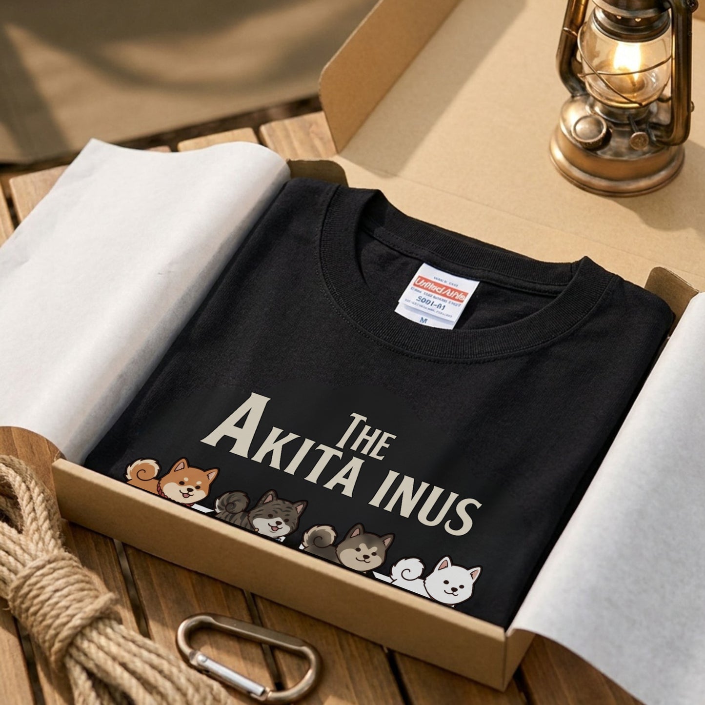 THE AKITA INUS | 横断歩道 ゆるかわ 秋田犬4匹（赤・虎・白） パロディ Tシャツ【犬好き・愛犬家・イベント・プレゼントに最適】