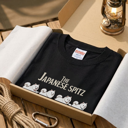 THE JAPANESE SPITZ | 横断歩道 ゆるかわ 白犬4匹 パロディ Tシャツ【犬好き・愛犬家・スピッツグッズ・イベント・プレゼントに最適】