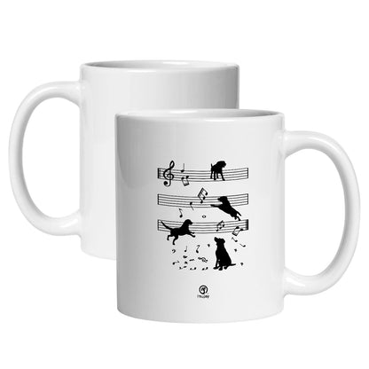 マグカップ 犬イラスト かわいい  音符と踊る犬 ｜犬好きにおすすめの面白い犬グッズ プレゼントにも最適