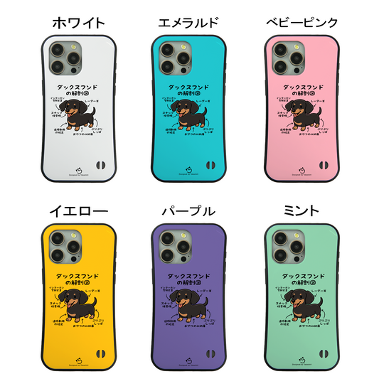 ケース いぬ 犬 イラスト  ダックスフンドの解剖図 ケース iPhone8, SE2, SE3 ~ ケースiPhone17シリーズ