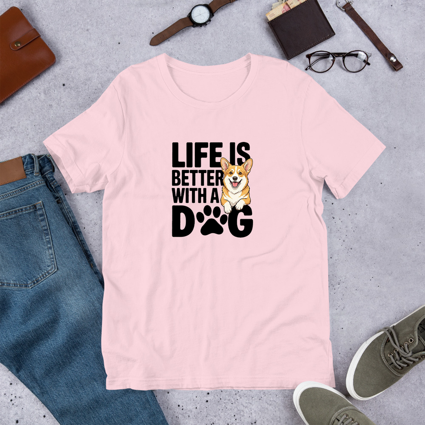 犬 tシャツ 犬イラストコーギー Life is better with a Corgi｜アダルト&キッズサイズ