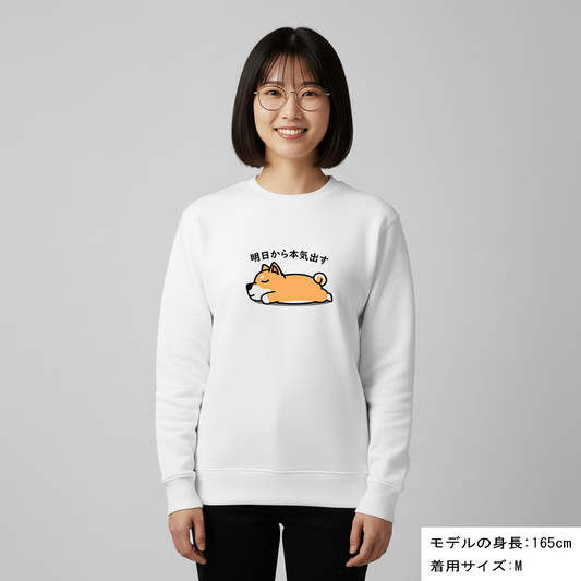 犬 トレーナー いぬ かわいい 犬イラスト 柴犬 明日から本気出す