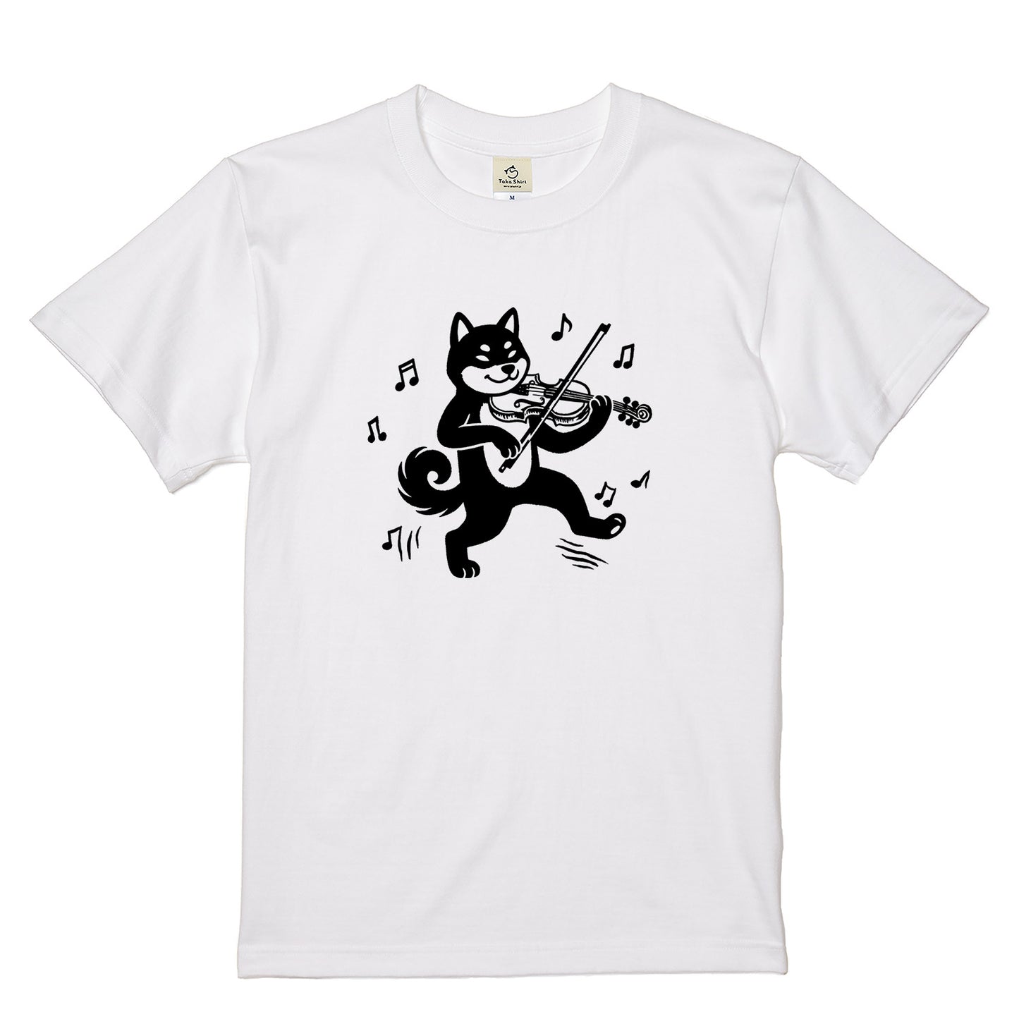 黒柴 ヴァイオリン Tシャツ ｜ 柴犬・犬好き・音楽好きに人気