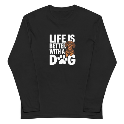 犬 ロン t 犬 長袖 t シャツ いぬ  犬イラストダックスフンド  Life is better with a Dachshunds