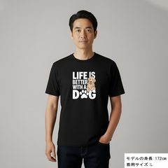犬 tシャツ 犬イラスト ゴールデンレトリバー  Life is better with a Golden｜アダルト&キッズサイズ