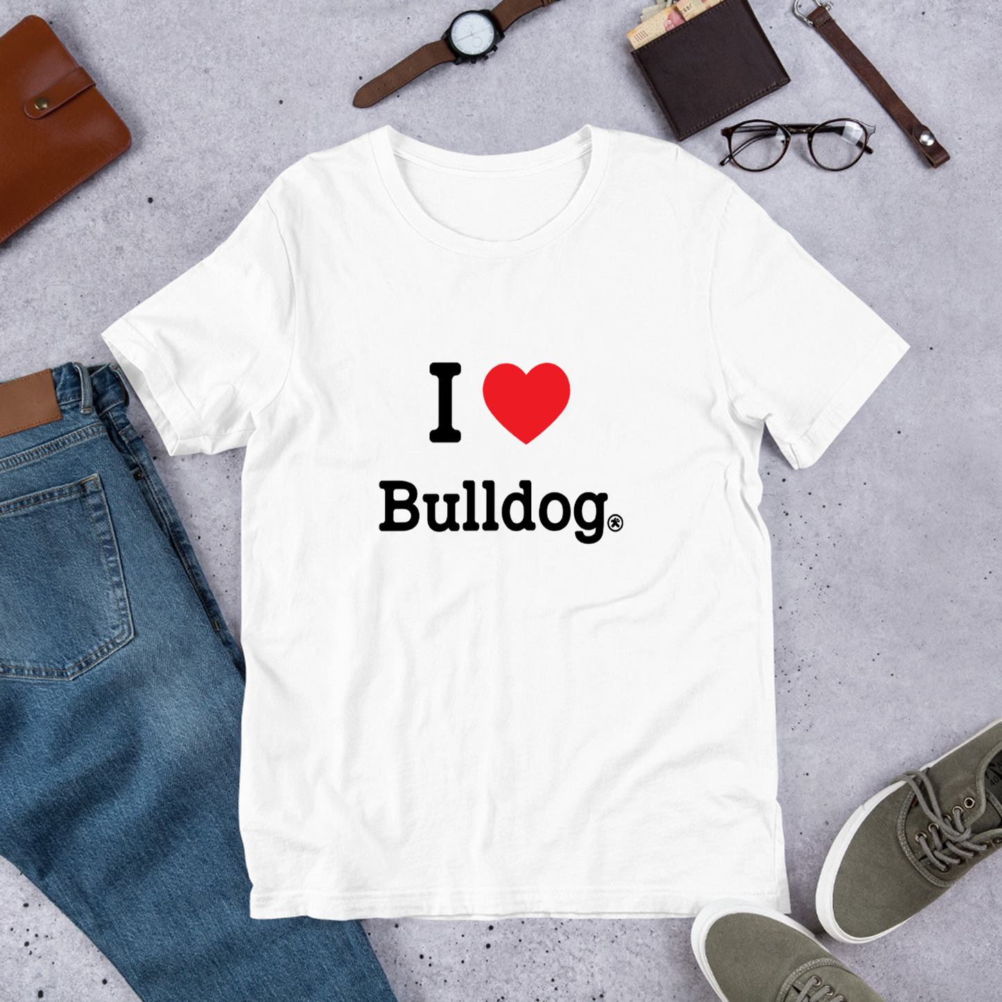 犬 tシャツ 犬イラスト フレンチ・ブルドッグが好き I Love Bulldog