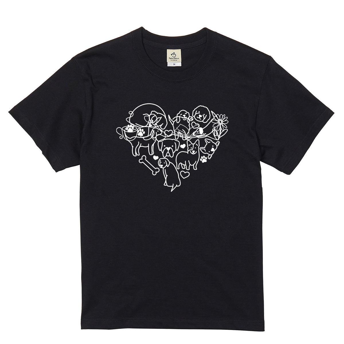 ハート型集合犬イラスト 犬Tシャツ | 犬好き・愛犬家に人気