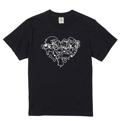 ハート型集合犬イラスト 犬Tシャツ | 犬好き・愛犬家に人気