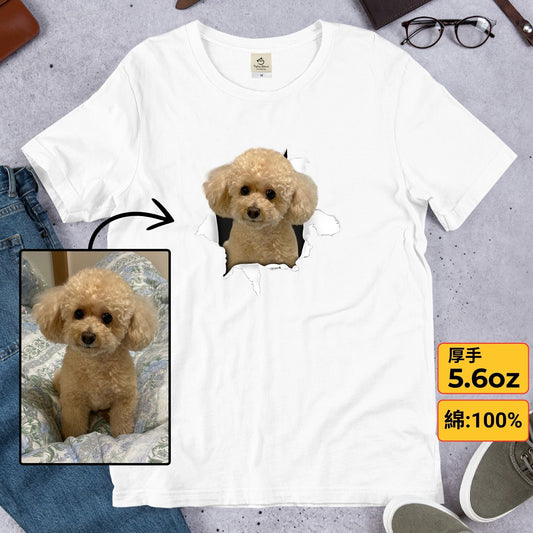 【写真入れ】中から飛び出すうちの子 オリジナＴシャツ ル 写真プリント お誕生日 クリスマス 母の日プレゼント ペット猫 犬 名入れ カスタマイズ