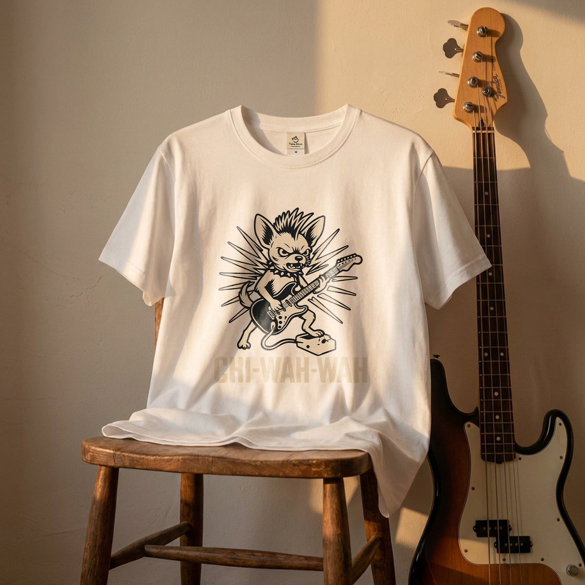 Chi-Wah-Wah チワワ ロック ギター Tシャツ｜犬好き・ロック好き・エレキギター・面白い・かっこいいに人気