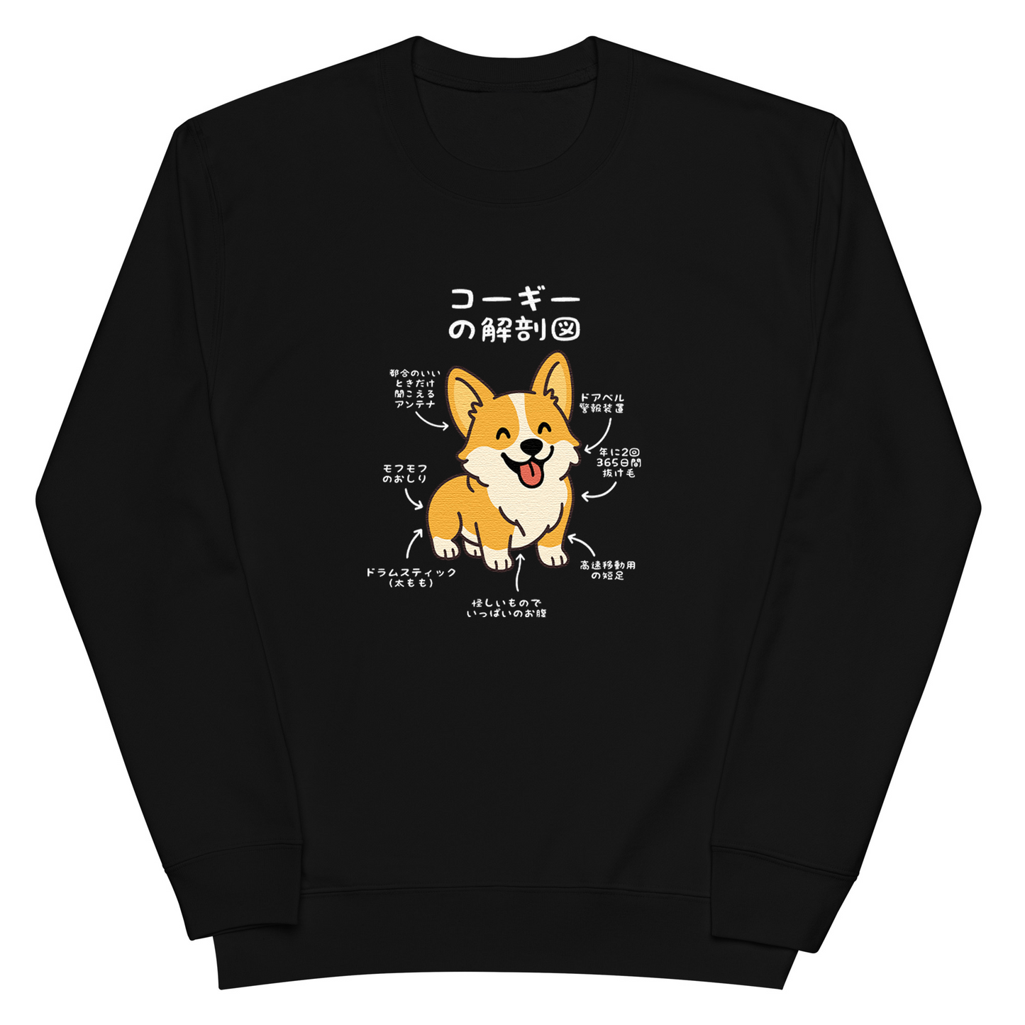 犬 トレーナー いぬ かわいい 犬イラストコーギーの解剖図