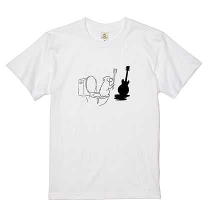 犬 トイレブラシ ギター 影 Tシャツ ｜ 犬好き・音楽好き・おもしろに人気