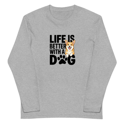 犬 ロン t 犬 長袖 t シャツ いぬ  犬イラストコーギー Life is better with a Corgi