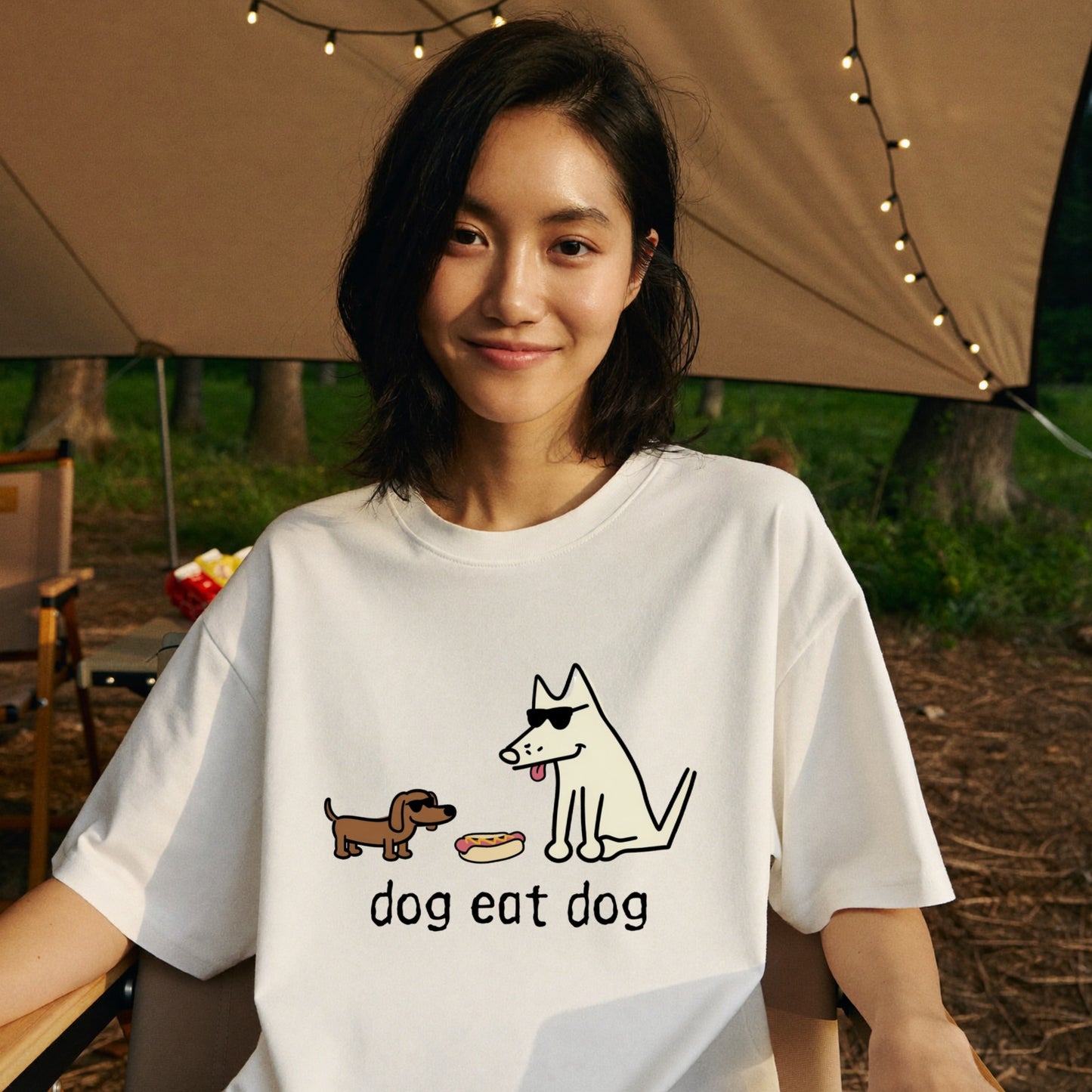 面白い 犬 Tシャツ dog eat dog ダックスフンド かわいい シュール イラスト 犬好き ギフト 人気