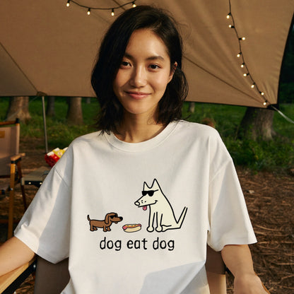 面白い 犬 Tシャツ dog eat dog ダックスフンド かわいい シュール イラスト 犬好き ギフト 人気