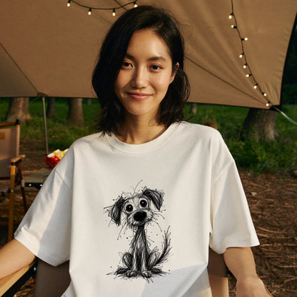 手書き風スケッチ犬 犬Tシャツ | 犬好き・おしゃれ好きに人気