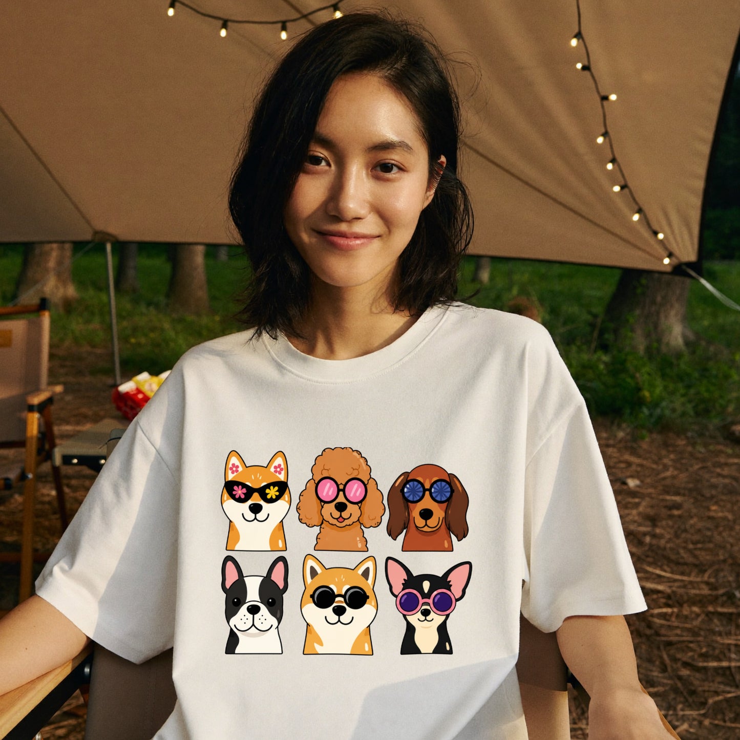 サングラス犬グループ 犬Tシャツ | 夏・おしゃれ好きに人気