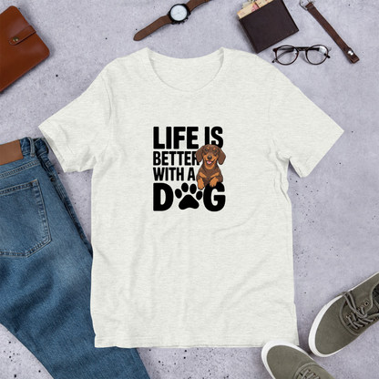 犬 tシャツ 犬イラスト ダックスフンド  Life is better with a Dachshunds｜アダルト&キッズサイズ