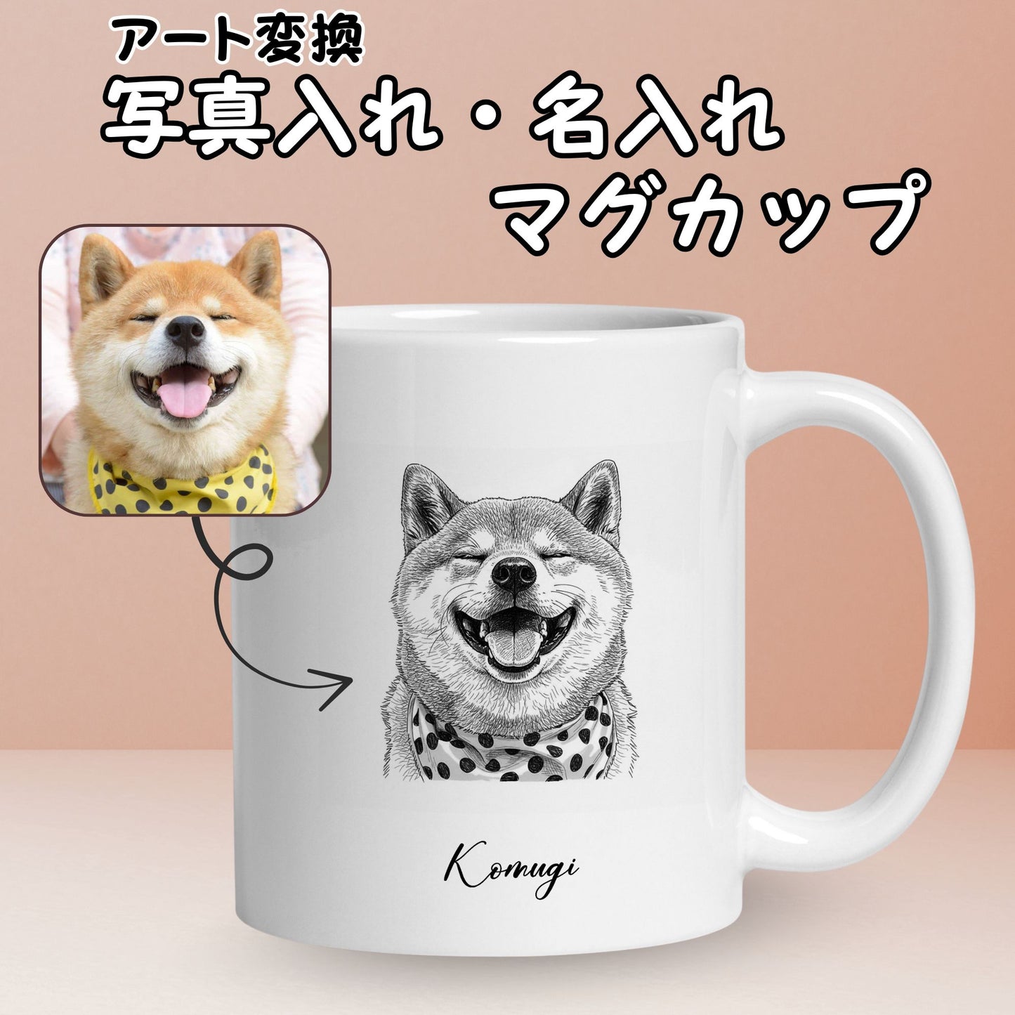 名入れ・写真アート変換｜うちの子マグカップ／inujoy