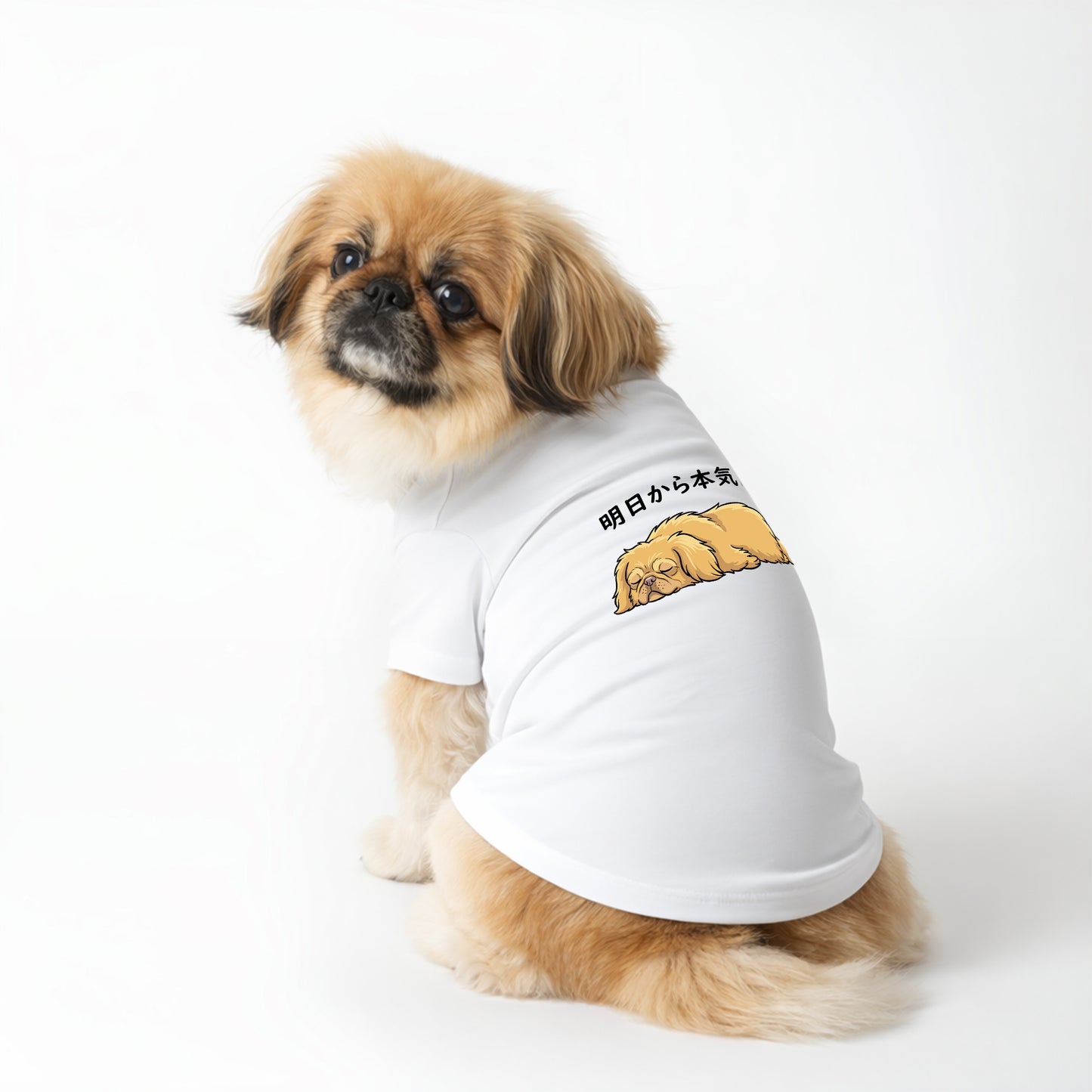 ペキニーズ犬デザイン 犬用Tシャツ ワンちゃんTシャツ 犬服 柴犬Tシャツ｜綿100%・小型～中型犬