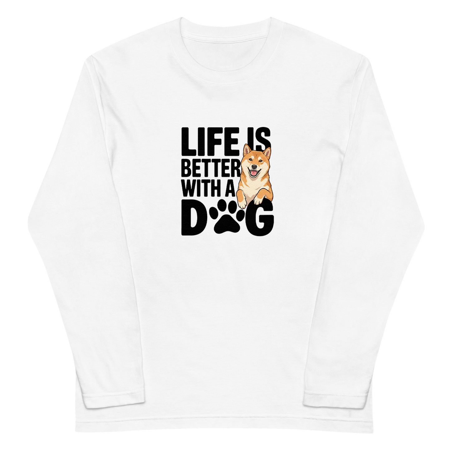 犬 ロン t 犬 長袖 t シャツ いぬ  犬イラスト柴犬  Life is better with a Shiba
