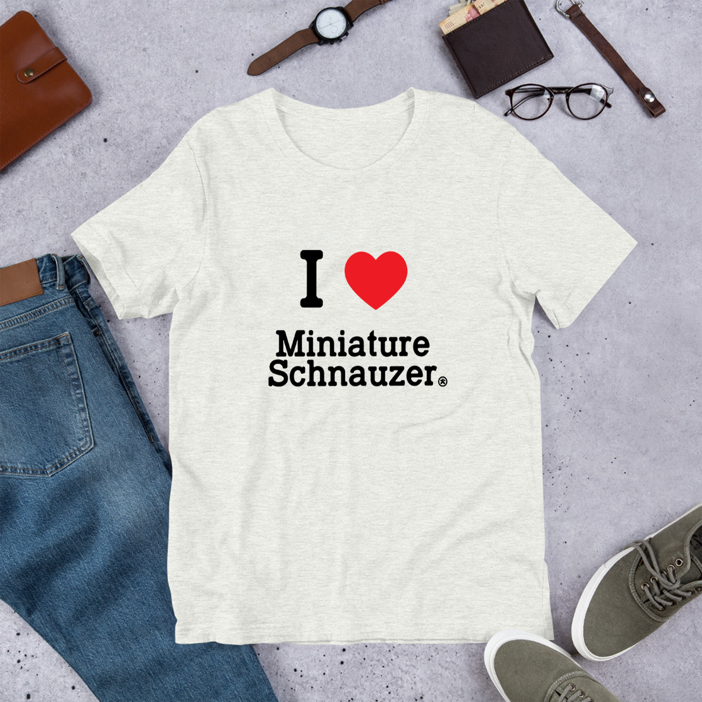 犬 tシャツ 犬イラスト ミニチュア・シュナウザーが好き I Love MiniatureSchnauzer