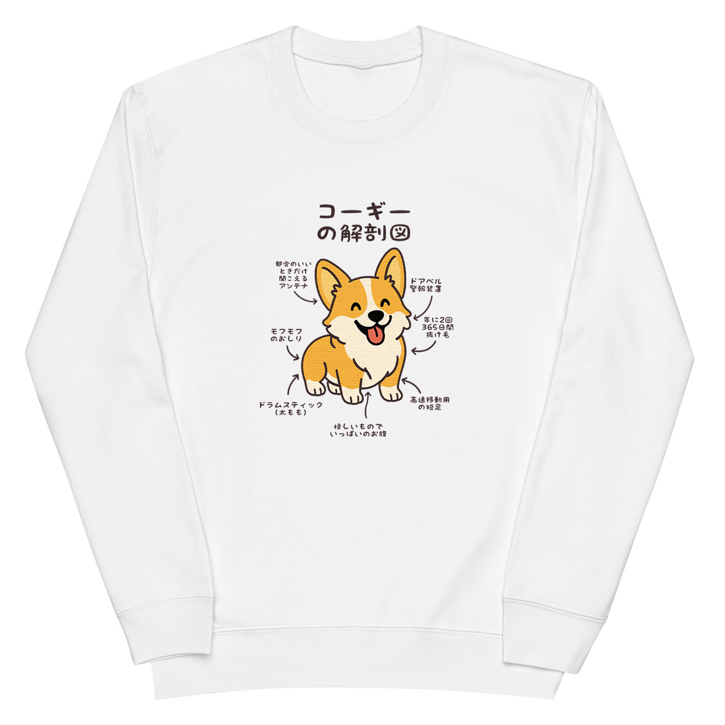 犬 トレーナー いぬ かわいい 犬イラストコーギーの解剖図