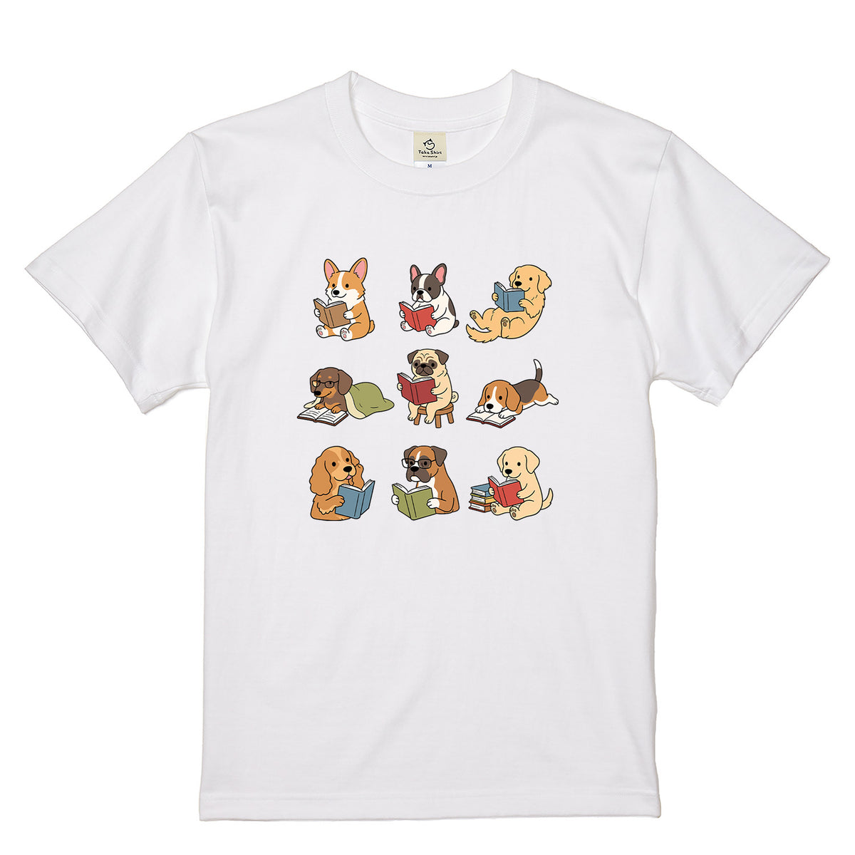 読書犬 キャンプ Tシャツ 犬好き 本好き アウトドア プレゼント
