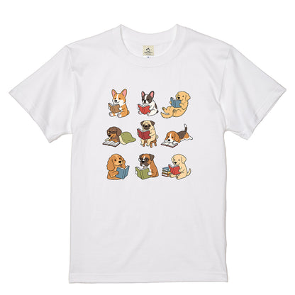 読書犬 キャンプ Tシャツ 犬好き 本好き アウトドア プレゼント
