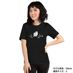 犬 tシャツ 犬イラスト ポメラニアン　ハートビート｜アダルト&キッズサイズ