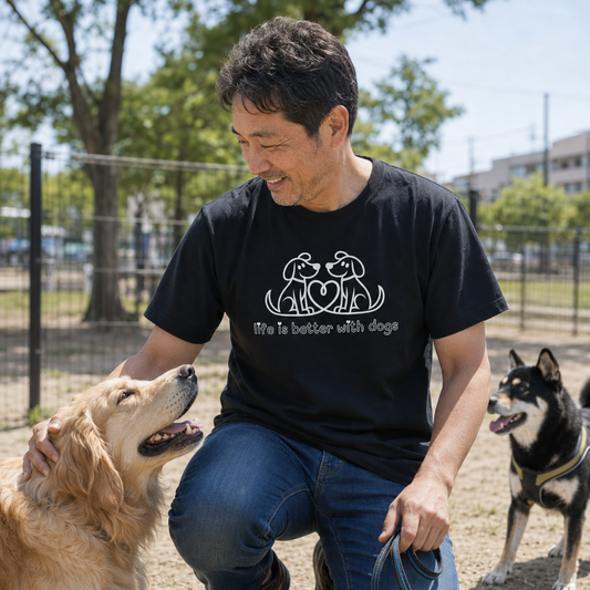 ハート対面犬 犬Tシャツ | 犬好き・愛犬家に人気