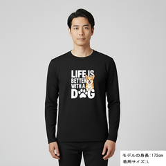 犬 ロン t 犬 長袖 t シャツ いぬ  犬イラストコーギー Life is better with a Corgi