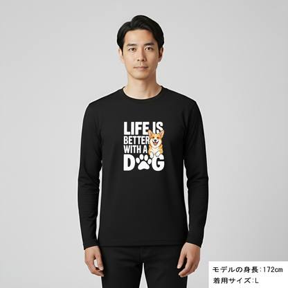 犬 ロン t 犬 長袖 t シャツ いぬ  犬イラストコーギー Life is better with a Corgi