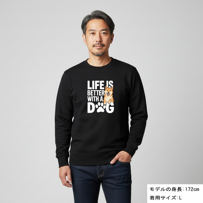 犬 トレーナー いぬ かわいい 犬イラスト柴犬  Life is better with a Shiba
