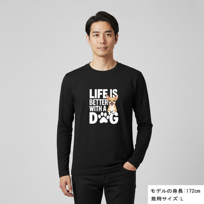 犬 ロン t 犬 長袖 t シャツ いぬ  犬イラスト チワワ  Life is better with a Chiwawa