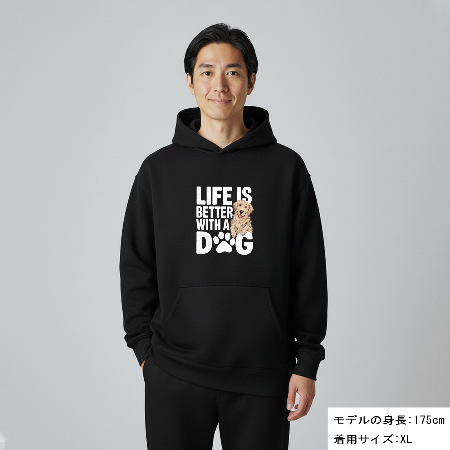 犬 パーカー 犬イラスト いぬ かわいい ゴールデンレトリバー  Life is better with a Golden