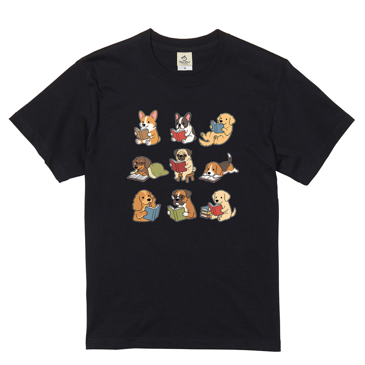 読書犬 キャンプ Tシャツ 犬好き 本好き アウトドア プレゼント