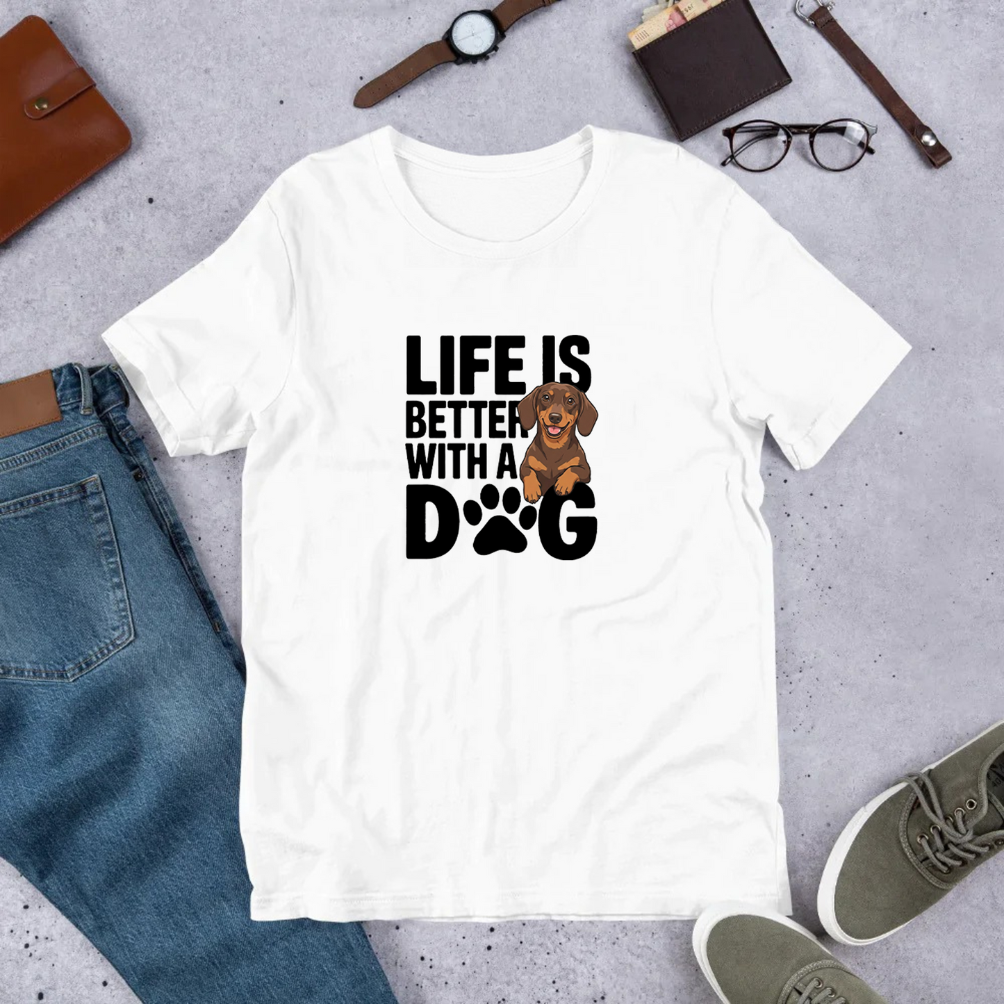 犬 tシャツ 犬イラスト ダックスフンド  Life is better with a Dachshunds｜アダルト&キッズサイズ