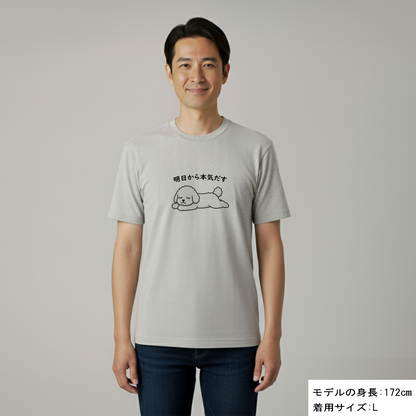 犬 tシャツ 犬イラスト ビション犬 明日から本気出す｜アダルト&キッズサイズ
