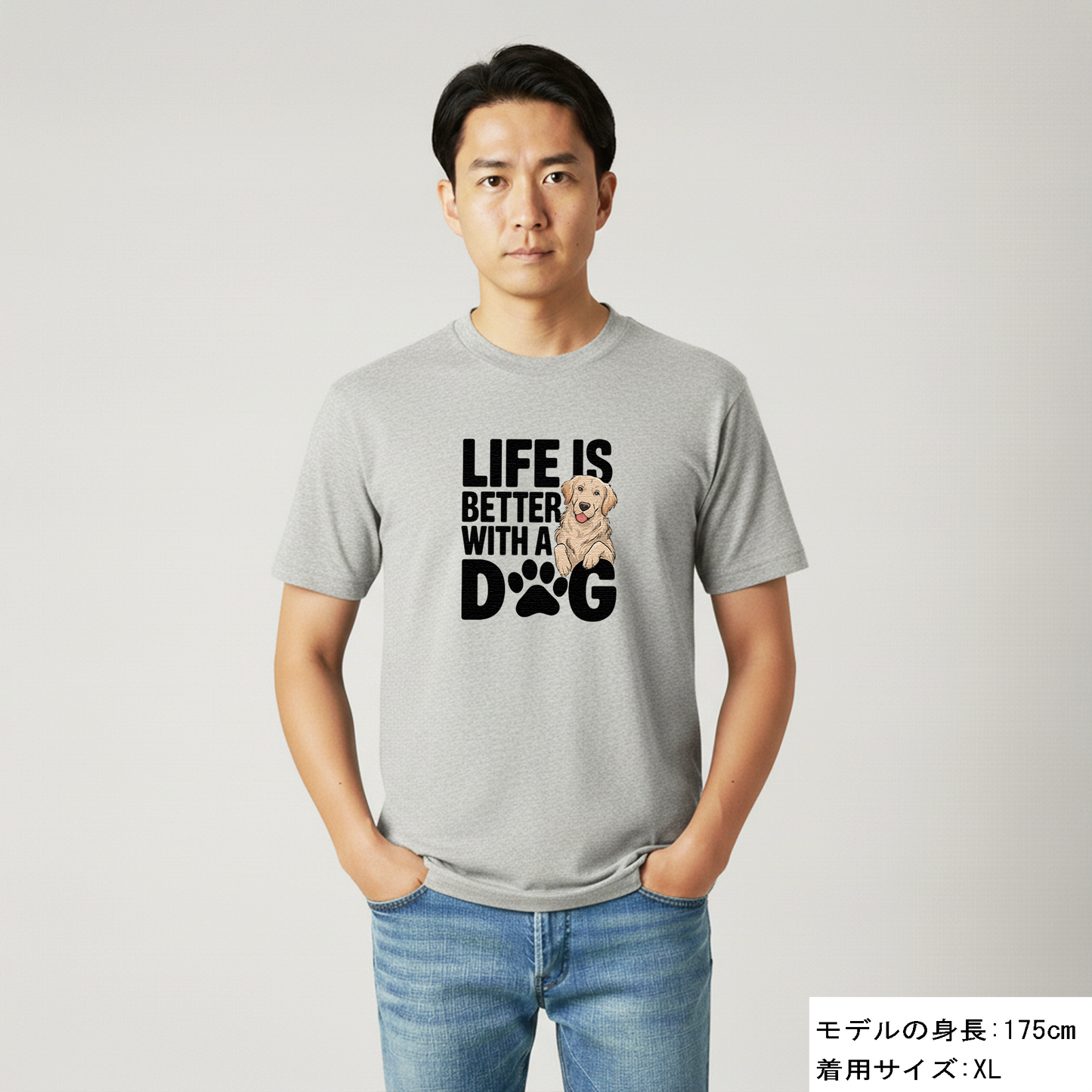 犬 tシャツ 犬イラスト ゴールデンレトリバー  Life is better with a Golden｜アダルト&キッズサイズ