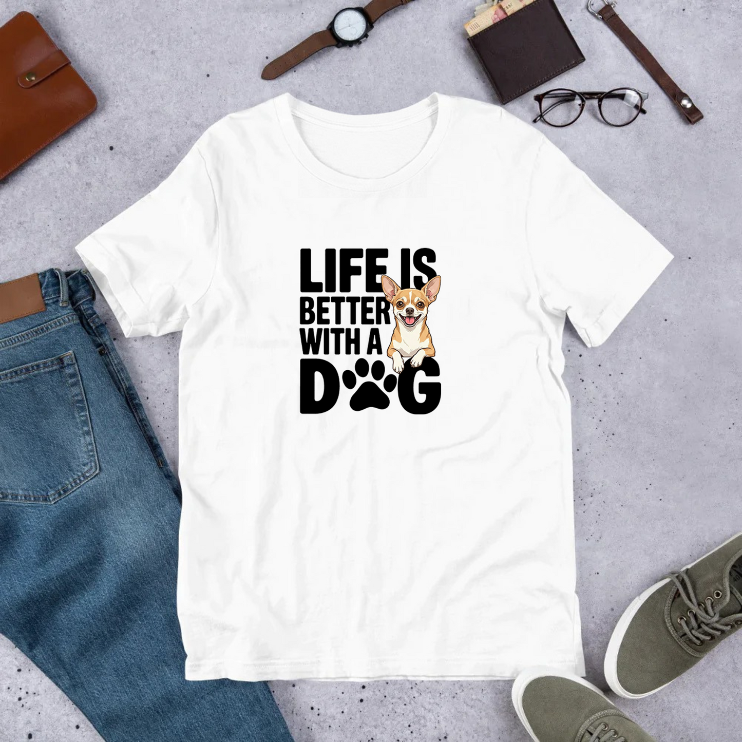 犬 tシャツ 犬イラスト チワワ  Life is better with a Chiwawa｜アダルト&キッズサイズ