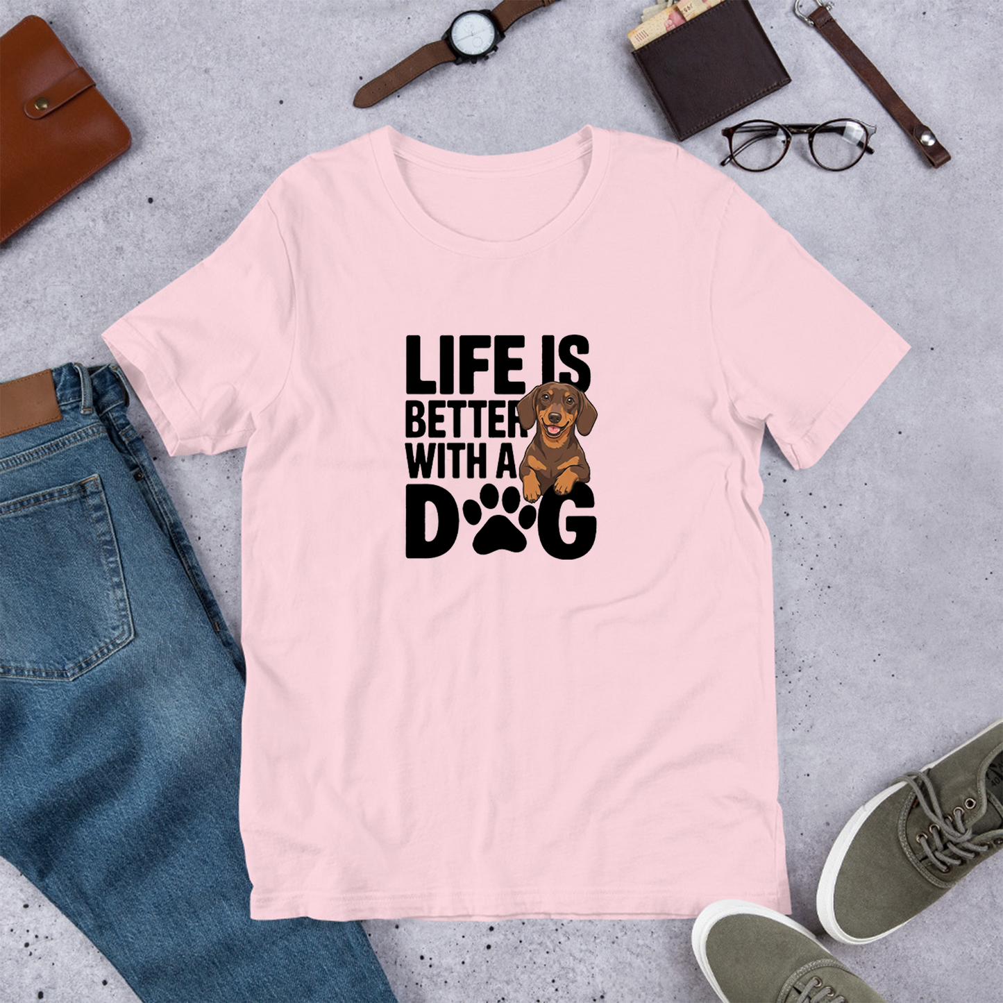 犬 tシャツ 犬イラスト ダックスフンド  Life is better with a Dachshunds｜アダルト&キッズサイズ