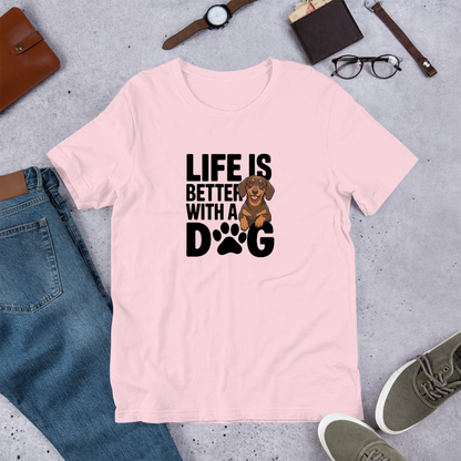 犬 tシャツ 犬イラスト ダックスフンド  Life is better with a Dachshunds｜アダルト&キッズサイズ