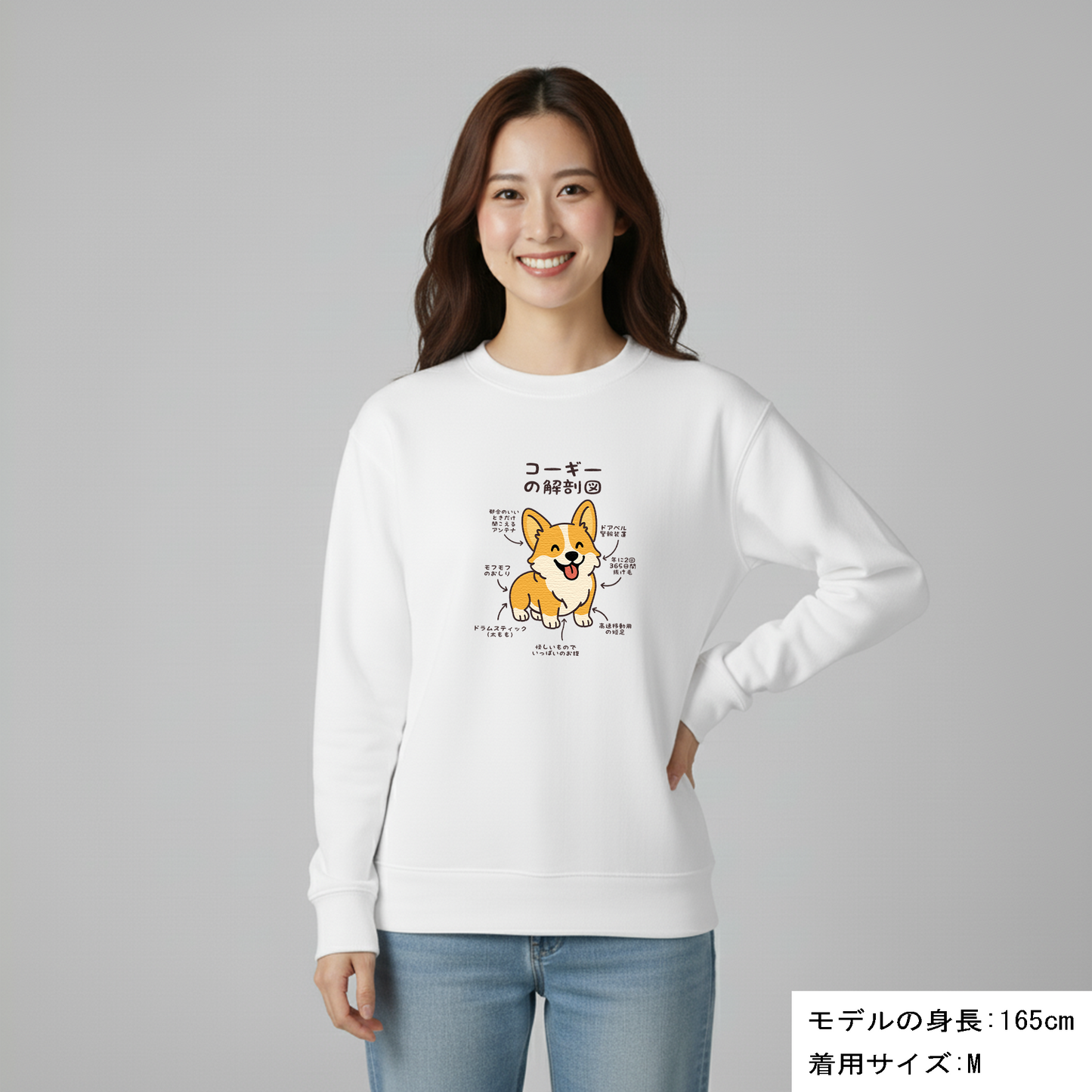 犬 トレーナー いぬ かわいい 犬イラストコーギーの解剖図