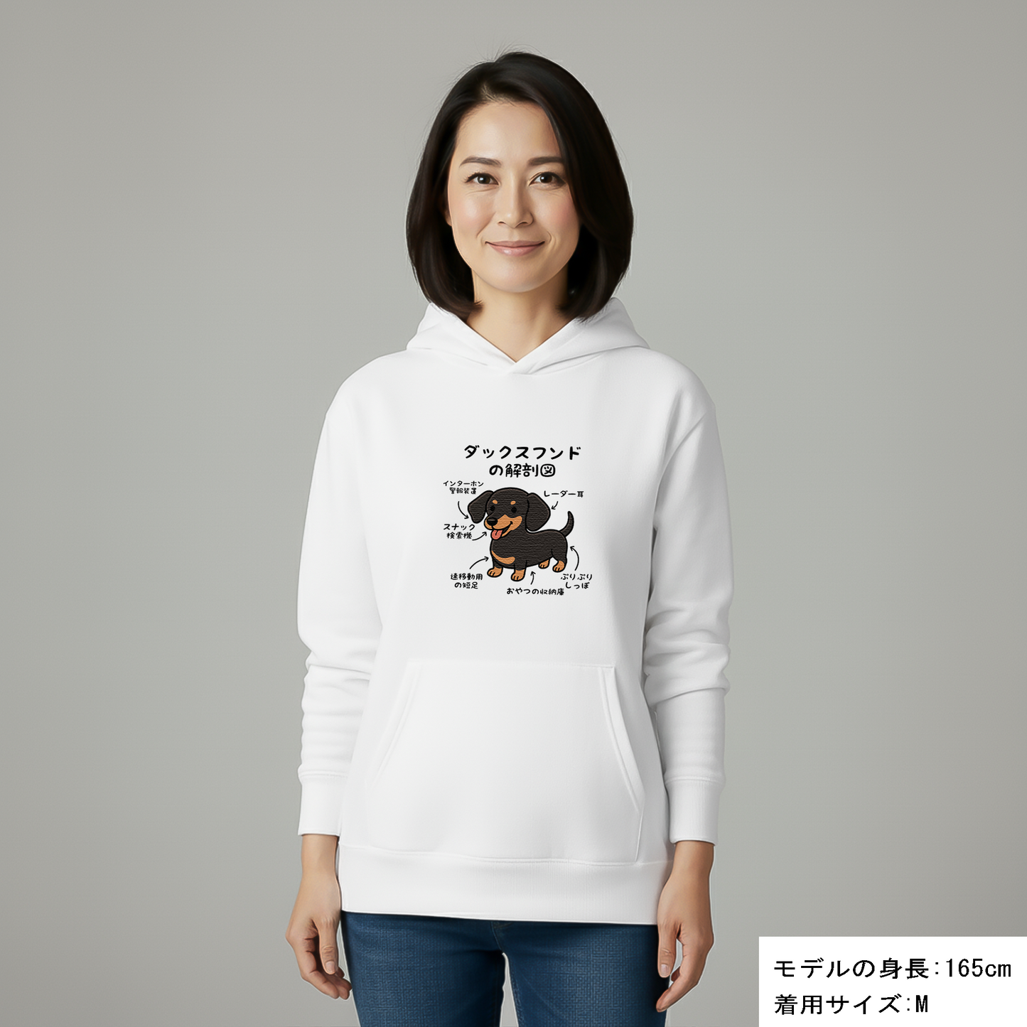 犬 パーカー 犬イラスト いぬ かわいい ダックスフンドの解剖図